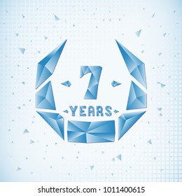 7 years anniversary design template. Low poly design.