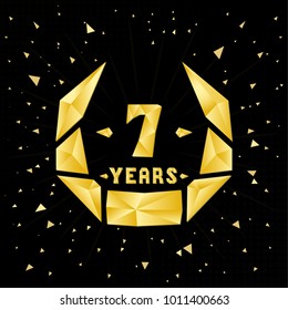 7 years anniversary design template. Low poly design.