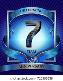 7 years anniversary design template for invitation, advertising, banner, vector design