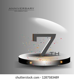 7 years anniversary design vector templates and illustrations, concepts in the future by giving a sci fi feel effect