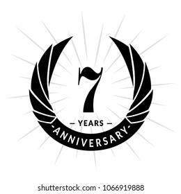 7 years anniversary. Elegant anniversary design. 7 years logo.