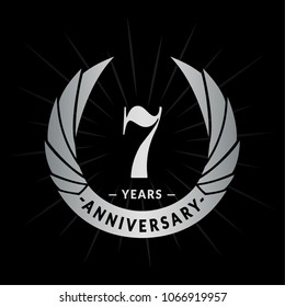 7 years anniversary. Elegant anniversary design. 7 years logo.