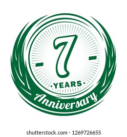 7 years anniversary. Elegant anniversary design. 7 years logo.