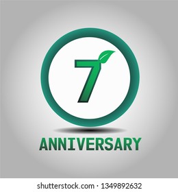 7 years Anniversary with go green design. Simple design with leave on second number. Green font and circle. My all design can see in my portofolio