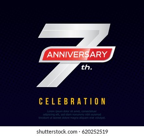 7 years anniversary invitation card, celebration template design, 7th. anniversary logo, dark blue background, vector illustration