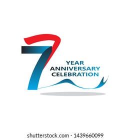 7 years anniversary linked logotype with red color isolated on white background for company celebration event