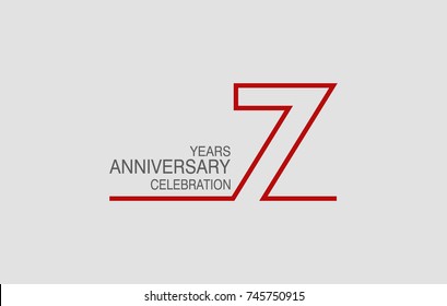 7 years anniversary linked logotype with red color isolated on white background for company celebration event