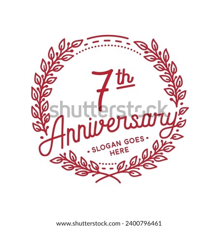 7 years anniversary logo collection. 7th years anniversary celebration hand drawn logotype. Vector and illustration