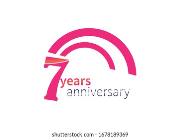 7 years Anniversary logo with colorful abstract background, vector design template elements for invitation card and poster your anniversary celebration.