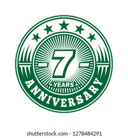 7 years anniversary. Anniversary logo design. Vector and illustration.