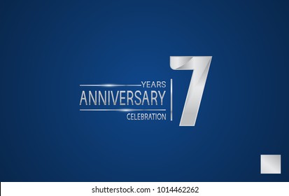 7 years anniversary logo with elegance silver color isolated on blue background for celebration event