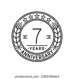 Plantilla de logotipo de 7 años. 7.ª línea vectorial e ilustración.