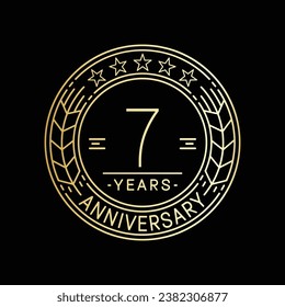 7 years anniversary logo template. 7th line art vector and illustration.