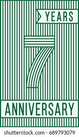7 years anniversary logo. Vector and illustration. Line art anniversary design template.