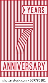 7 years anniversary logo. Vector and illustration. Line art anniversary design template.