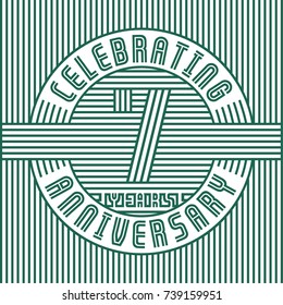 7 years anniversary logo. Vector and illustration. Line art anniversary design template