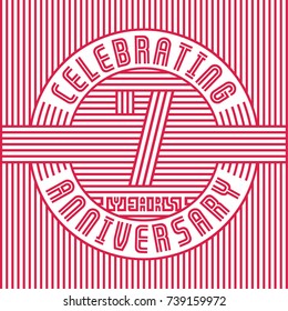 7 years anniversary logo. Vector and illustration. Line art anniversary design template