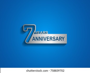 7 years anniversary logotype with outline number silver color on blue background