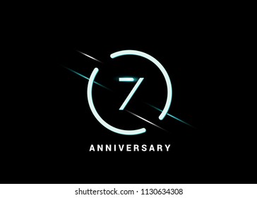 7 Years Anniversary logotype with white flat colored font inside white circle for company celebration event, birthday