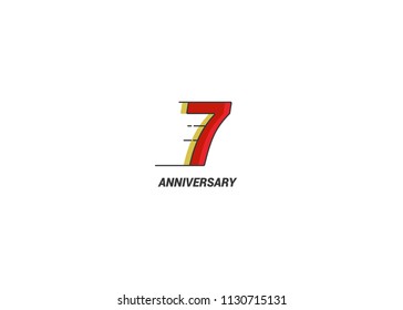 7 Years Anniversary logotype with white flat red colored font for company celebration event, birthday