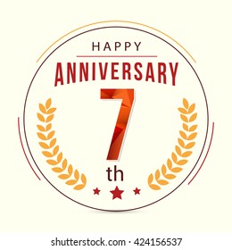 7 Years Anniversary with Low Poly Design and Laurel Ornaments