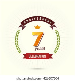 7 Years Anniversary with Low Poly Design and Laurel Ornaments