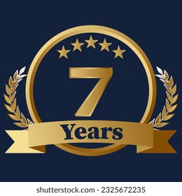 7 Years Anniversary on gold with stars and laurels