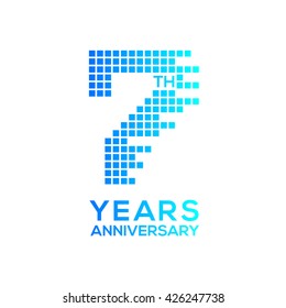 7 years anniversary with a pixels digital,technology logo