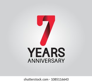 7 years anniversary red soft color for company celebration isolated on white background