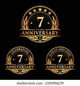 7 years anniversary set. 7th celebration logo collection. Vector and illustration. 