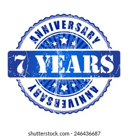 7  Years anniversary stamp.  Vector illustration.