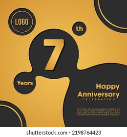 7 Years Anniversary template design. Golden Anniversary, vector illustration.