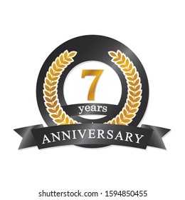 7 years anniversary wreath ribbon logo