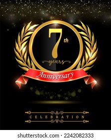 7 years celebration anniversary logo vector isolated on black background