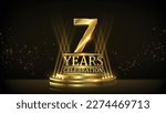 7 years Celebration Golden Jubilee Award Graphics Background. Entertainment Spot Light Hollywood Template  Luxury Premium Corporate Abstract Design Template Banner Certificate. 