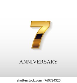 7 Years Golden Anniversary Vector Logo Design Isolated on White Background 