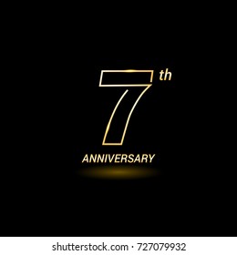 7 years golden line anniversary celebration logo design