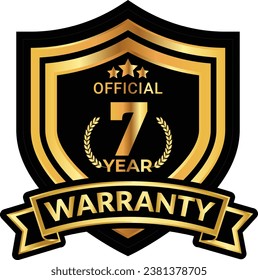 7 years warranty badge and warranty seal stamp