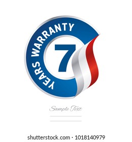 7 Years Warranty blue icon stamp vector