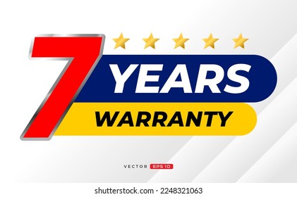 7 years warranty label. for icon, badge, logo, sticker, tag. vector label illustration