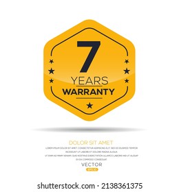 7 years warranty seal stamp, vector label.