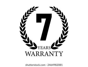 7 Years Warranty. Warranty Sign. Vector Illustration Isolated on White Background. 