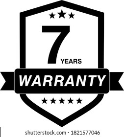 7 years warranty, 7 year warranty golden badge isolated on white background. warranty label, 7 Years Warranty Sign. 3D rendering