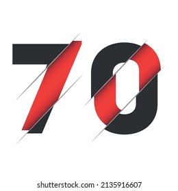 70 7 0 Number Logo Design with a Creative Cut and Black Circle Background. Creative logo design.