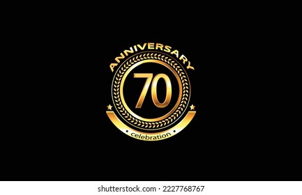 70 anniversary celebration. 70th anniversary celebration. 70 year anniversary celebration logo with black background.