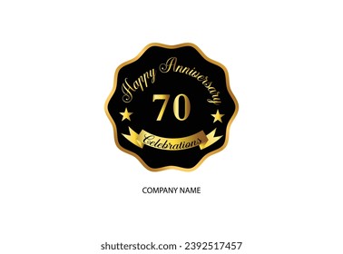 70 anniversary celebration logotype with handwriting golden color elegant design