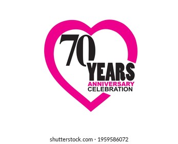 70 Anniversary celebration simple logo with heart design 