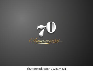  70 Anniversary elegant logotype design, white colored isolated on black background