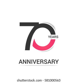 70 Anniversary  Logo Celebration, Black and Pink Flat Design Isolated on White Background
