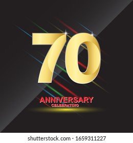 Plantilla vectorial de logotipo de 70 años. Diseño para banner, tarjetas de felicitación o impresión